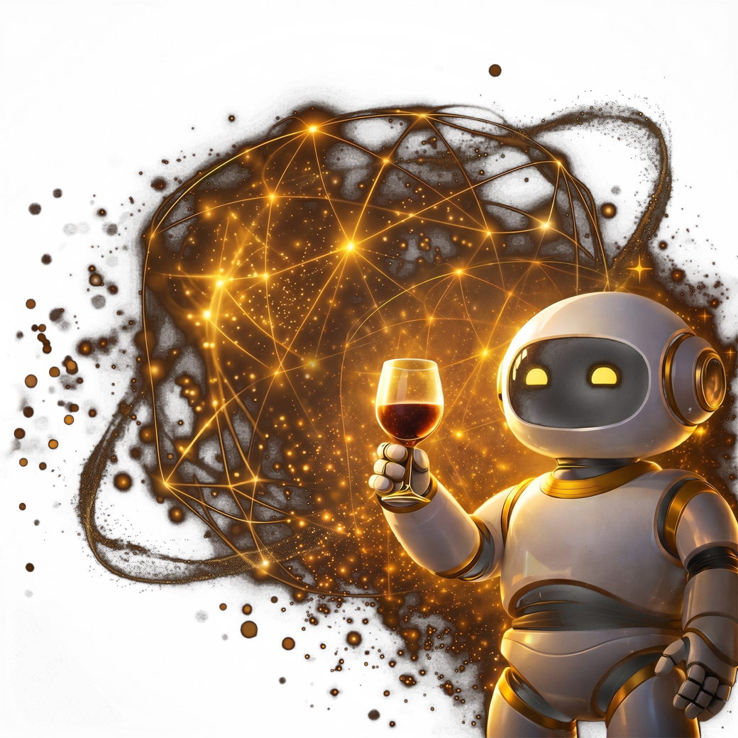 Friendly white-and-gold robot mascot for Small Business, Meet AI